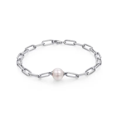 Fashion Gold Jewelry 9k White Gold Freshwater Pearls Bracelet Chain Real Gold Pearl Bracelets