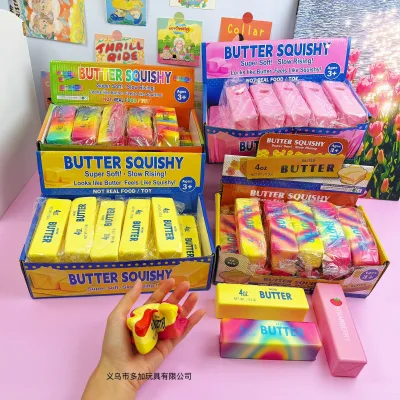 A135cm Butter Stick Slow-Rebound Squeeze Toy Soft Moisture-Like Texture Marbled Striped Stress-Relief Play Food Pinching