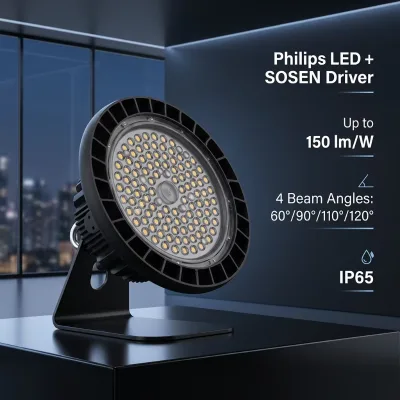 For High Bay Light 100W 5000K Wide Beam 120 Degree IP65 150lm/W AC100-277V for SOSEN Driver Factory 5 Year Warranty High
