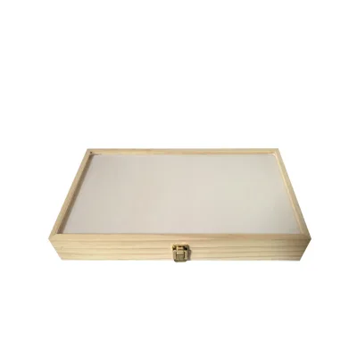 Multipurpose Lockable Wooden Shadow Box Frame with Hinged Transparent Lid Wooden Display Case for Jewelry,Pins,Medals,Coins