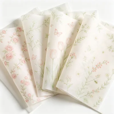 Neutral Tone Sketch Pattern Tissue Paper Custom Print Brand Wrapping Tissue for Boutique Clothing Handmade Gift Packaging