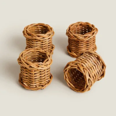 Handwoven Rattan Napkin Ring Holders for Cloth Napkins Wedding Ruffle Napkin Ring