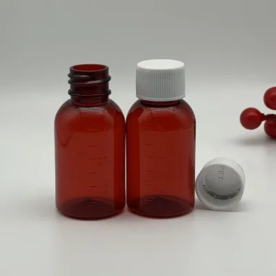 Wholesale Medical Use Amber Color Plastic Cough Syrup Bottle Oral Liquid Bottle With Cap