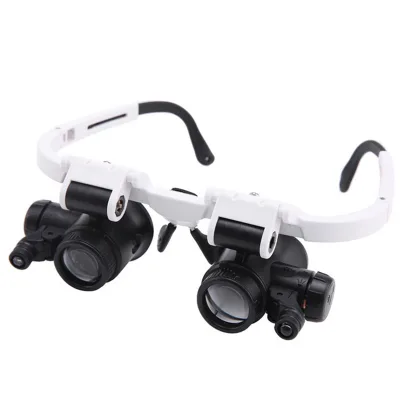 Binocular head-mounted magnifier with dual LED lights Magnifying glass for watchmaking, engraving, antiques, jewelry