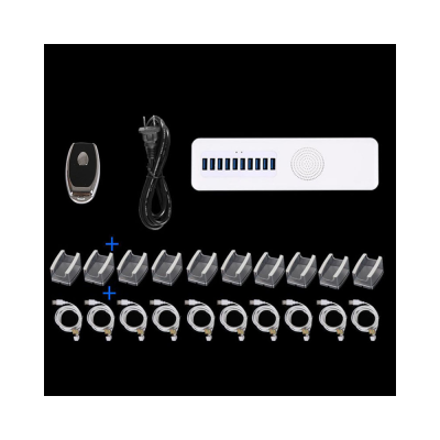 4 6 8 10 Ports Mobile Phone Security System Anti-Theft Alarm with U-Shaped Stand Remote Control Compatible with Host Phone