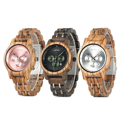 For Hot Selling Multi-Function Date Display Wooden Watch for Women Custom Logo Japan Miyota Quartz Movement Hardlex Glass