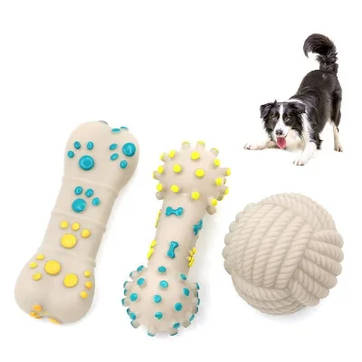 Pet Chew Toy Relieves Pressure TPR Bone for Small Dog Ball Bite Resistant Teething Stick Dog Toy