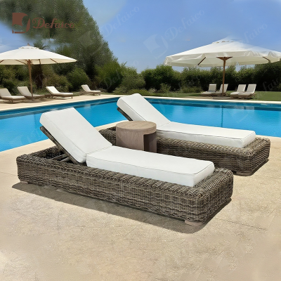 Luxurious Outdoor Hand-woven Rattan Furniture with Waterproof  Soft Cushions Adjustable Backrest  Villas Courtyards Sofa Daybed