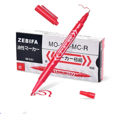 10pcs/box Black/Blue/Red Assorted Tattoo Marking Pen Dual Tip Skin Marker Piercing Marking Pen Scribe Tool Tattoo Supplies