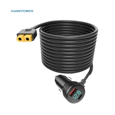 XT60 Connector Extension Cable with Cigar Lighter Plug 2m 3m 18AWG Car Charger and XT60 Adapter Cord Cars to Solar Generator