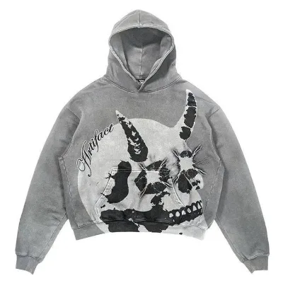 Custom Logo Oversized Heavyweight Heavy Weight Thick Digital Printed Boxy Fit Vintage Washed Crop Hoodie Men