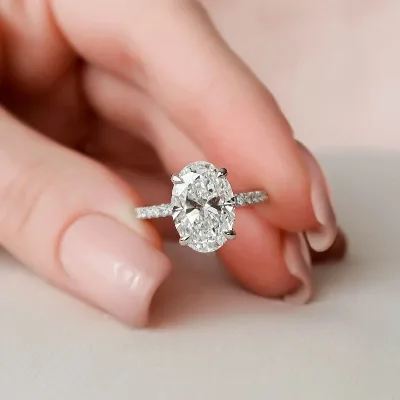Luxury Sterling 925 Silver White Gold 2.5 CT Oval Moissanite Engagement Ring Classic Hidden Halo Wedding Solitaire Diamond Ring