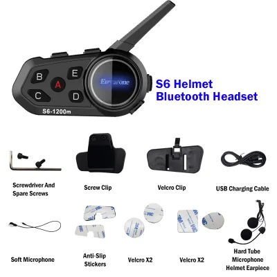 6-Rider Motorcycle Intercom | LCD Display Noise Cancellation 1200m Long-Distance Communication IP67 Waterproof