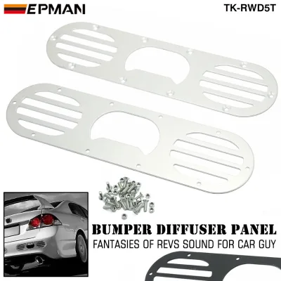 EPMAN 2PCS Universal Rear Bumper Diffuser Panels CNC Billet Aluminum Aerodynamic Air Diversion Drag Reducer Kit EP-RWD5T
