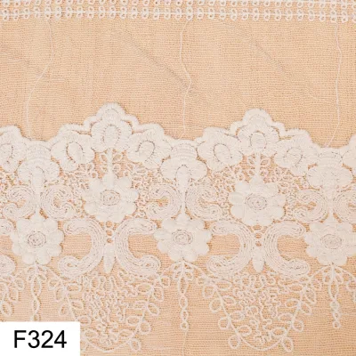 Lvhai F324 European Style Bridal Lace Fabric 5 Yards Ivory Eco-Friendly Cotton Polyester 3D Flowers Embroidery for Women Dresses