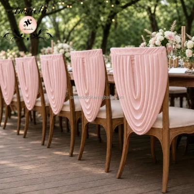 ANNIELU Stretch Spandex Cowl Back Chair Cover Half Back Cap Draping with V Point Swag for Wedding Event Decoration
