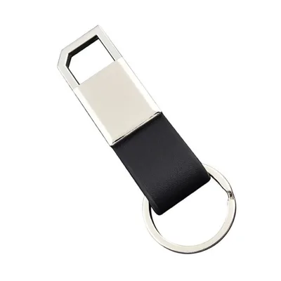 Sleek Metal Leather Key Holder Blank Engraving Area Portable Keyring Corporate Promotional Souvenir Accessory