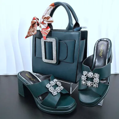 2024  New Italy Designer Women Shoes  HOT Sale Italian Women Shoes and Bag Set in Red Color for Garden Party  Wedding