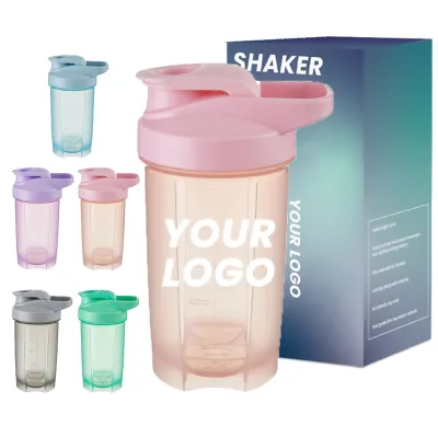 Portable Custom Logo 500Ml Protein Shaker Leakproof Transparent Drinking Sports Frosted Kids Plastic Water Bottle for Gym School
