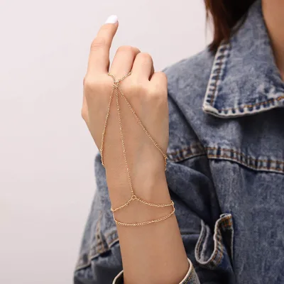 Stylish Bohemian Personality Chain Finger Stainless Steel Chain Exquisite Simple Adjustable Bracelet