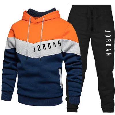 New Custom Cotton Polyester Embroidery High Quality Warm Fleece Men Hoodies Jogger Pants Set Sports Tracksuit
