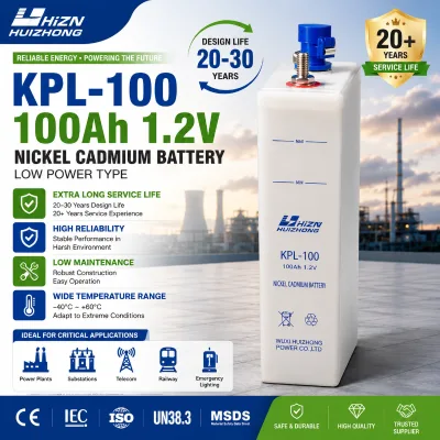 Factory Direct 100Ah 1.2V Nickel Cadmium Battery Low Maintenance Power Plant Substation Railway Telecom UPS Emergency Lighting