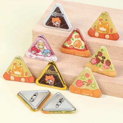 Custom Triangle Glitter Button Pins
