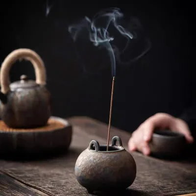 Vintage Zen Incense Burner and Holder Chinese Style Ceramic Coil Plate for Incense Ceremony and Aromatherapy Diffuser