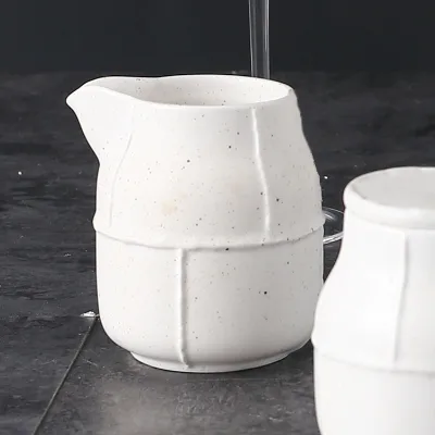 Vintage Style Creamer Pot White Ceramic Milk Jar for Coffee Set for Coffee Bar Rustic Modern Kitchen Aesthetic
