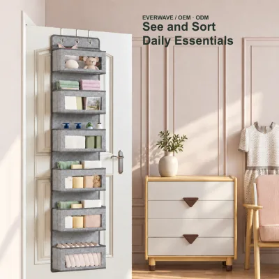 6 Tier Over the Door Hanging Organizer Clear Window Nursery Storage Pocket Non Woven Closet Organizer for Toys Baby Items