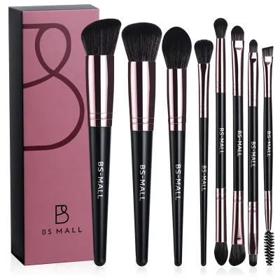 High Quality 8PCS Black Makeup Brushes Set Custom Logo Synthetic Brushes Set Portable Travel Set Eye Shadow Makeup Brushes Set