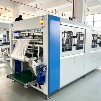 Fully Automatic Wide Mouth Bottle Bagging Machine Vacuum & Staggered Arrangement for PET PP HDPE Plastic Jar Packing Equipment