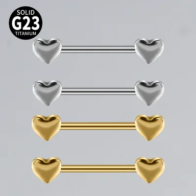 F136 Titanium Heart Zirconia Nipple Barbell Internal External Thread Piercing Jewelry Wholesale