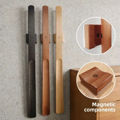 Magnetic Long-Handle Beech Shoehorn Shoe Lifter High-End Shoe-Donning Tool Household Extended Handle 55cm