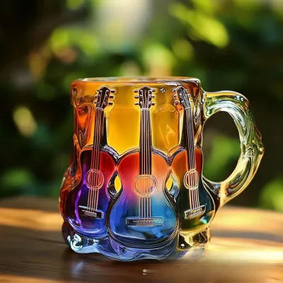New-style Painted Guitar Resin Mug Music-themed Art European Style Coffee Cup Creative Craft Decoration