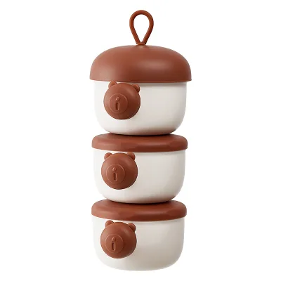 Individual Cylindrical Bear Design Powdered-milk Containers Portable Baby-rice-flour Dispensers Airtight Infant-food Storage