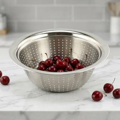 SS201 Kitchen 20cm 30cm 40cm Stainless Steel Colander Basket Rice Washing Bowls