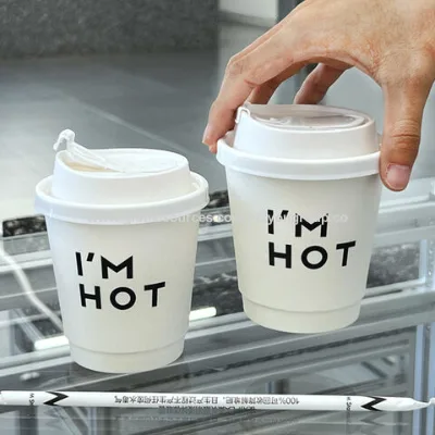 Paper Cup Custom Wholesale White Paper Coffee Cups Biodegradable Takeaway Double Wall Hot Coffee Paper Cup With Sleeve And Lid