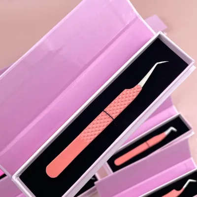 Wholesale Private Label Professional Stainless Steel Serrated Tip Anti-Acid Eyelash Extension Tweezers Silver Fiber for Volume