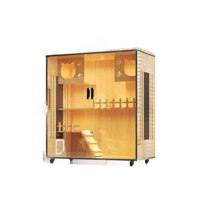 Top Selling IVETRON Solid Wood Cat House Multi-Function Large Pet Furniture Eco-Friendly Cat Villa Soft Dog Beds
