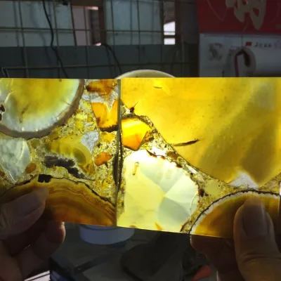 Backlit Semi Stone Yellow Agate Onyx Stone for Decoration
