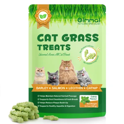 Oimmal 180g Cats Training Biscuits Catnip Snack Salmon Freeze Dried Cat Grass Treats for Oral Teeth Cleaning Skin Coat Health
