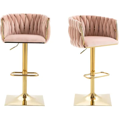 Pink Ergonomic Design Dining Room Chair bar Chair Upholstered Barstool Counter Height Bar Stool Chair for Bar