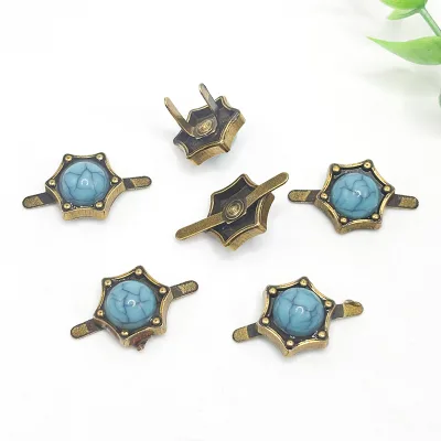 DIY Leather Craft Decoration Conchos Turquoise Metal Buckle, Suitable for Leather, Bags, Boxes, Shoes