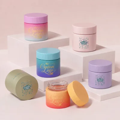 Custom Logo Herb Spice Flower Gummy Packaging Jar Sealed Child Resistant Wide Mouth Airtight Glass Supplement Jar