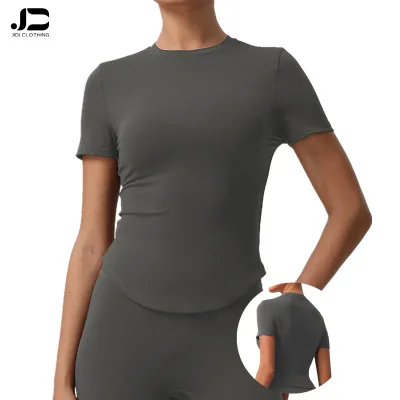 Nude Sense Sports T-shirt Quick Dry High Jump Yoga Suit Short Sleeve Fitness Yoga Top Outdoor Running Sports Suit Short Sleeve