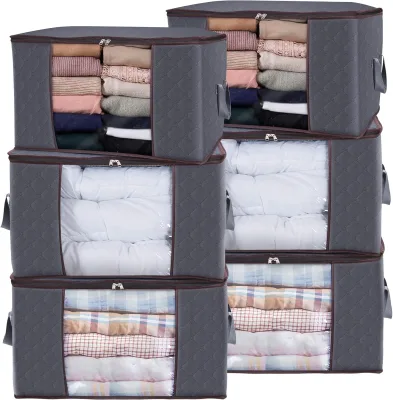 Transparent Fabric Storage Box Large-Capacity Aluminum One-Piece Foldable Unit for Home Use Quilts & Clothes Storage