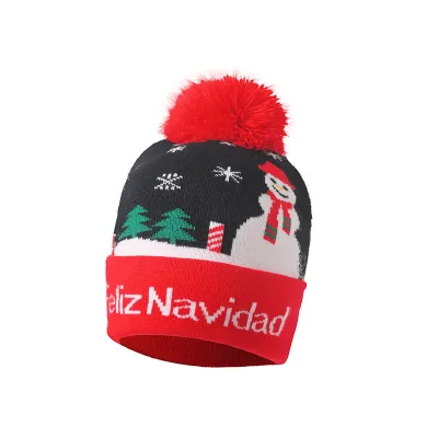 High Quality Santa Claus LED Lights Hat Winter Christmas Decorations for Children's Parties Wholesale Available