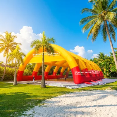Funcity Custom 10m Giant Inflatable Trade Show Tent with LED Lights Waterproof & Durable for Outdoor Sports & Tennis Courts