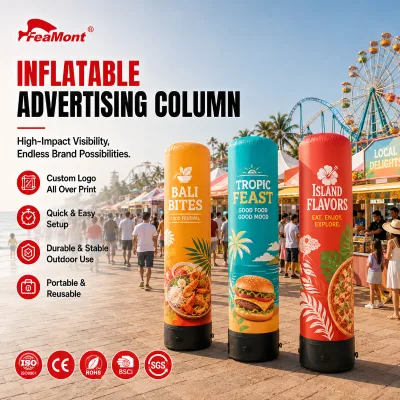 FEAMONT Airtight Inflatable Signage Column with Reusable Foldable Fabric for Luxury Hotel and Banquet Event Decoration